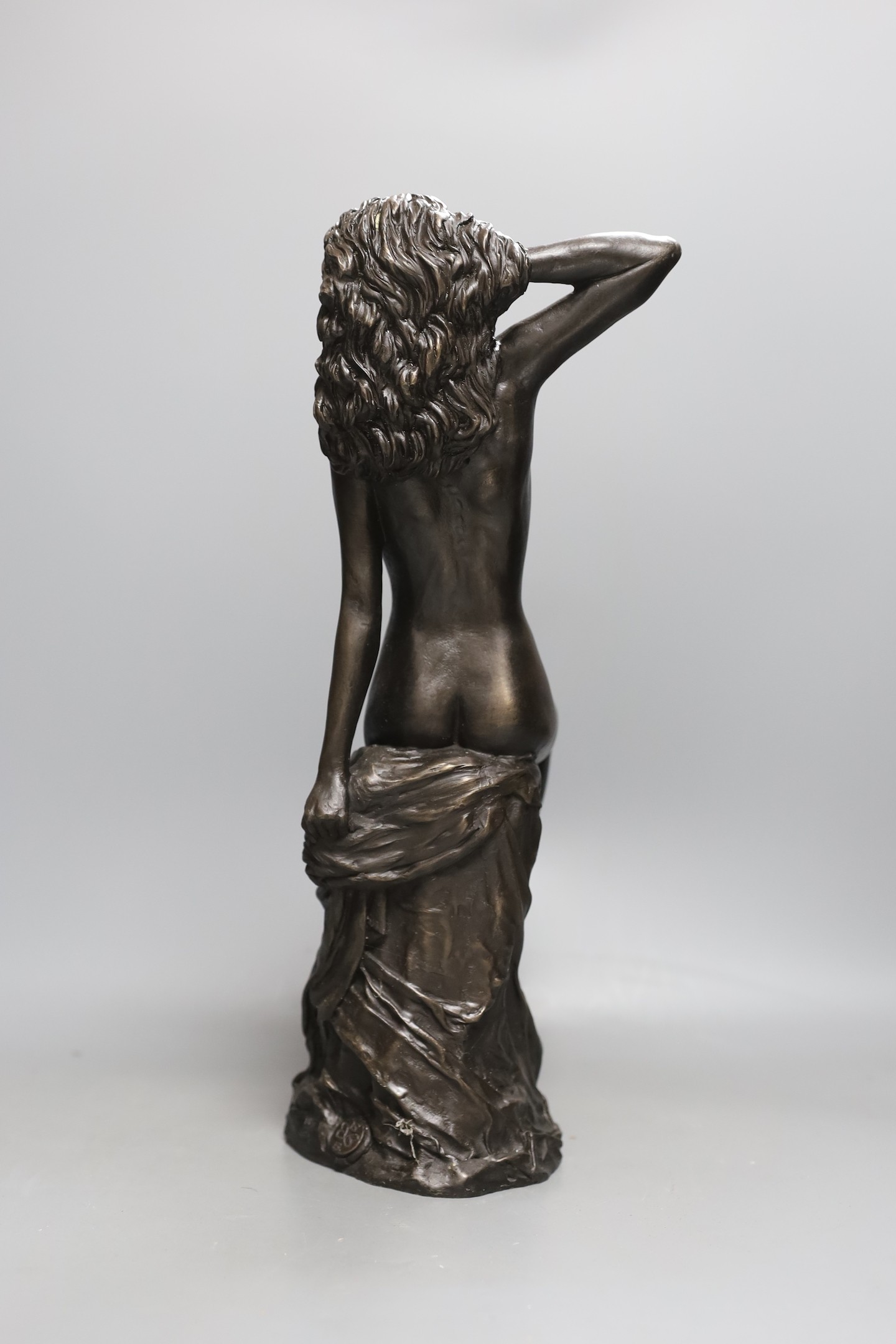 Ronald Cameron (b.1930), cold cast resin bronze, seated female nude, applied badge and numbered 105/450